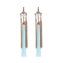Ever Stylish Teal Tassel Fringe with Antique Look Earring - [neshe.in]