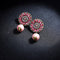 Hot Pink Flower Pearl Drop Earring Piercing Earring - [neshe.in]