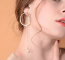 Round Rhinestone Pearl Hoop Styled Earring - [neshe.in]