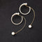 Semi Round Rhinestone Pearl Hoop Styled Earring - [neshe.in]