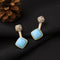 Geometric Shaped embedded with Stone Stud Earring 2in 1 - [neshe.in]