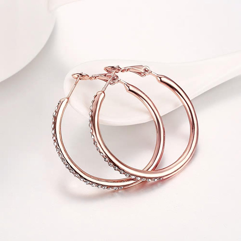 Rose Gold Zircon Big Hoop Earring - Main Image