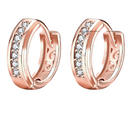 Rose Gold Inlay CZ Crystal Huggie Hoop Earrings