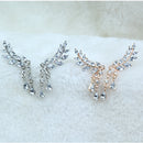 Crystal Leaves Silver Stud Drop Hanging Earrings - [neshe.in]