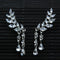 Crystal Leaves Silver Stud Drop Hanging Earrings - [neshe.in]