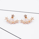 Golden Stars Delight Ear Jacket Style Stud Earrings - [neshe.in]
