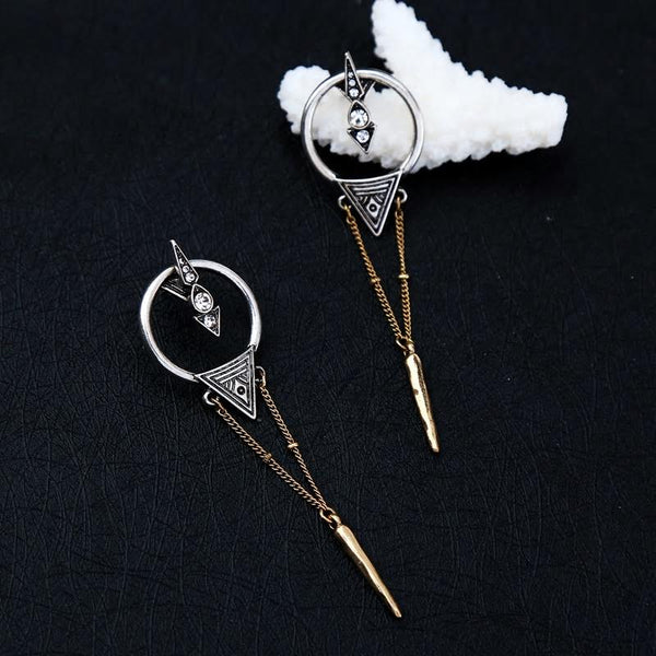 Vintage Geometric Long Dangle Convertible Rivet Earring - [neshe.in]