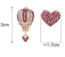 Luxury Hot-air Balloon Heart Asymmetrical Crystal Earrings - [neshe.in]