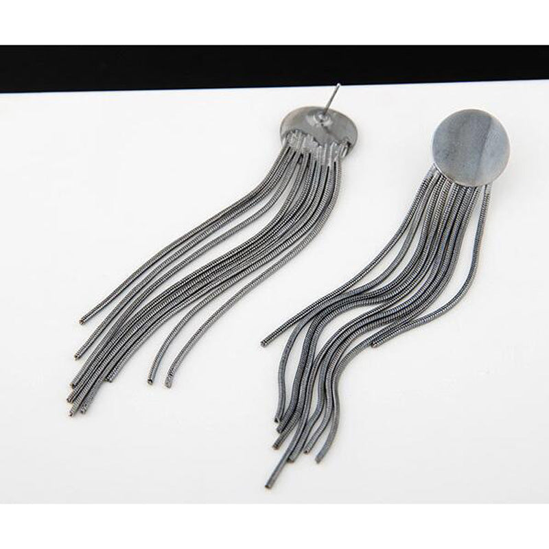 Long Tassel Drop Dangle Metal Earrings - 2 Colors - [neshe.in]