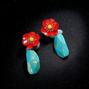 Irregular Acrylic Red Flower Drop Earrings - [neshe.in]