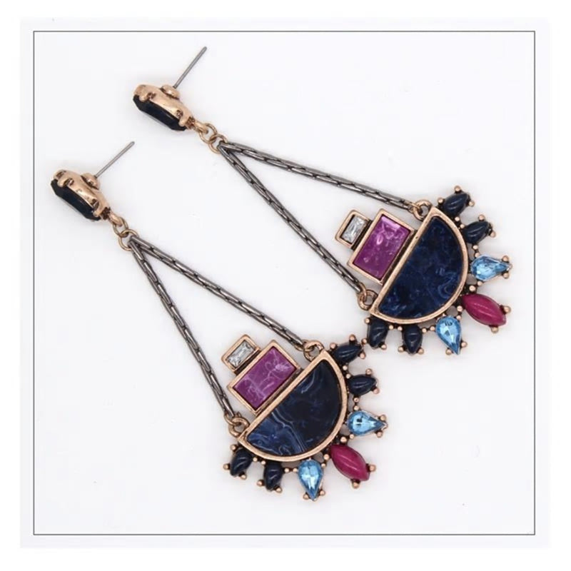 Ethnic Purple Crystal Drop Earring - [neshe.in]