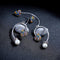 Silver Long Rhinestones with Heart Drop Party Crystal Earring - [neshe.in]