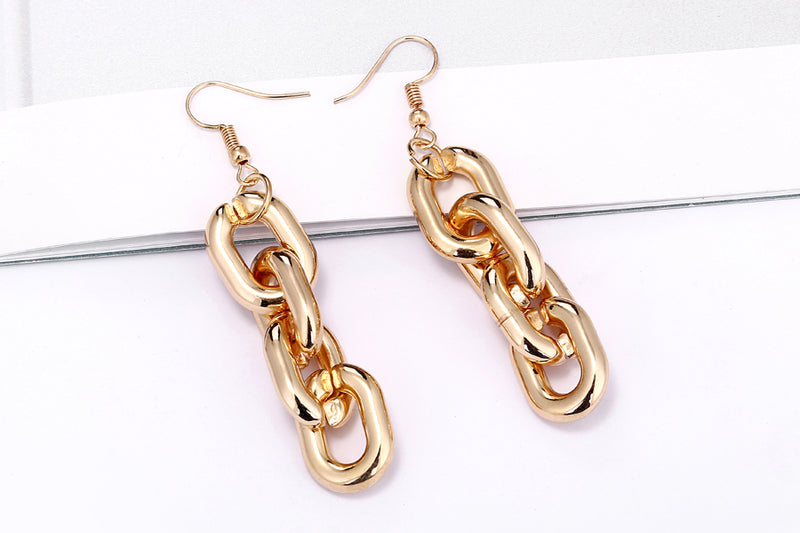 Gold Color Big Acrylic Chain Tassel Drop Party Earrings - [neshe.in]