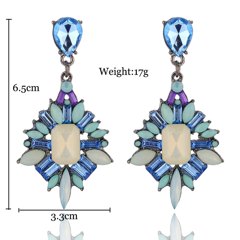 Elegant Crystal Gem Stone Resin Drop Earrings - 2 Colors - [neshe.in]
