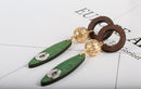 Ethnic Style Wood Tassel Circle Drop Earrings - 2 Colors (Green & Black) - [neshe.in]