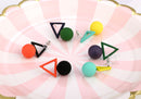 Triangular Spherical Fashion Earrings Studs - 3 Unique Color Combos - [neshe.in]