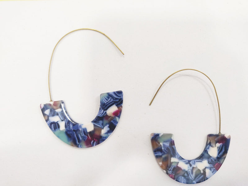 Stylish U-Shape Acrylic Drop Hook Style Drop Earrings - 3 Colors