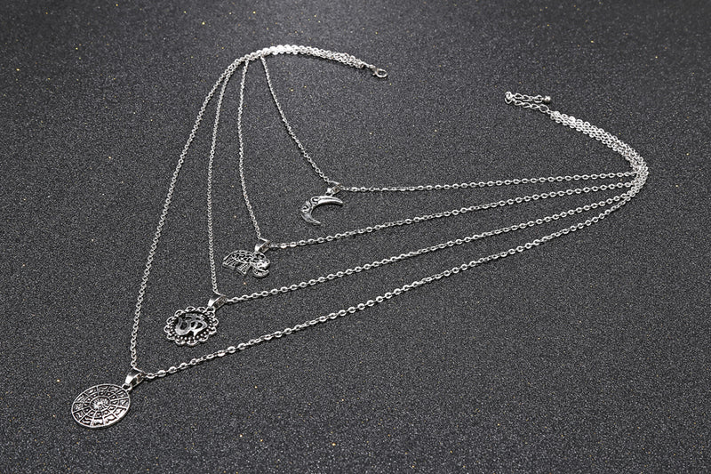 Bohemia Multilayer Chain Choker OM Pendant Necklace - [neshe.in]