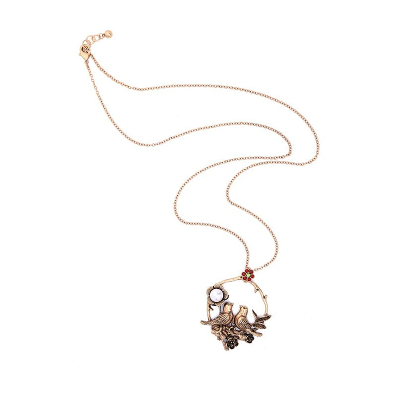 Bird Necklaces Metal Vintage Flower Pendant Necklace - [neshe.in]