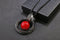 Simulated Red Pearl Pendant Long Statement Necklace - [neshe.in]
