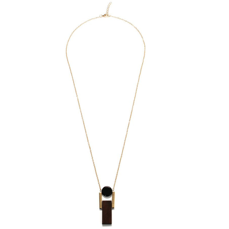 Geometric Black Brown Shaped Minimal Chain Necklace - [neshe.in]