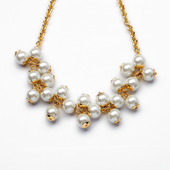 Collar Pearl Gold Statement Necklace - [neshe.in]