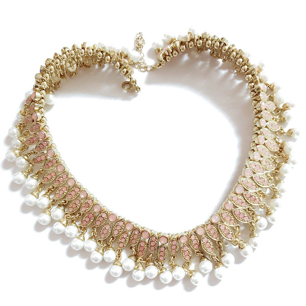Elegant Wedding Pearl & Crystals Choker Necklace - 2 Colors - [neshe.in]