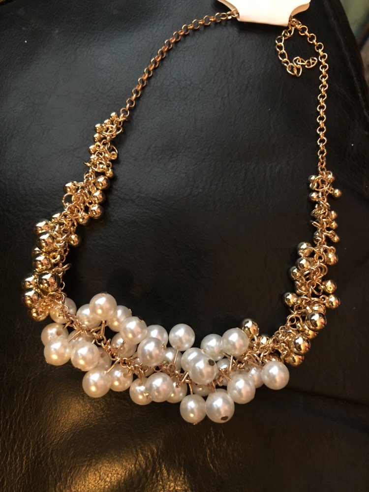 Korean Retro Simulated Gold & White Pearls Choker Necklace - [neshe.in]