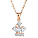 CZ Crystal Crown Pendant Earrings Necklace Set - [neshe.in]