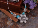 Bohemian Ethnic Gypsy Tibetan Silver Color Chain Big Stone Necklace - [neshe.in]