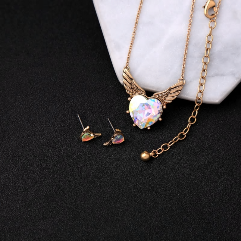 Charming Heart Pendant Necklace Earrings Set - [neshe.in]