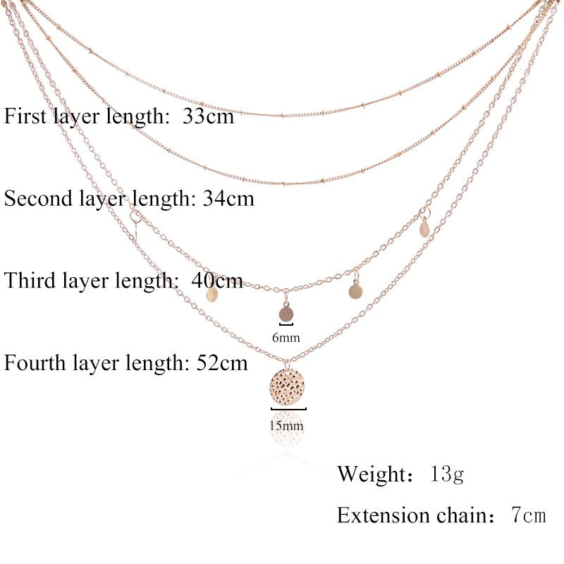 Golden Multilayer Wafer Pendant Necklace - [neshe.in]