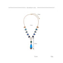 Bohemia Blue Crystal Water Drop Statement Necklace Party wear - [neshe.in]