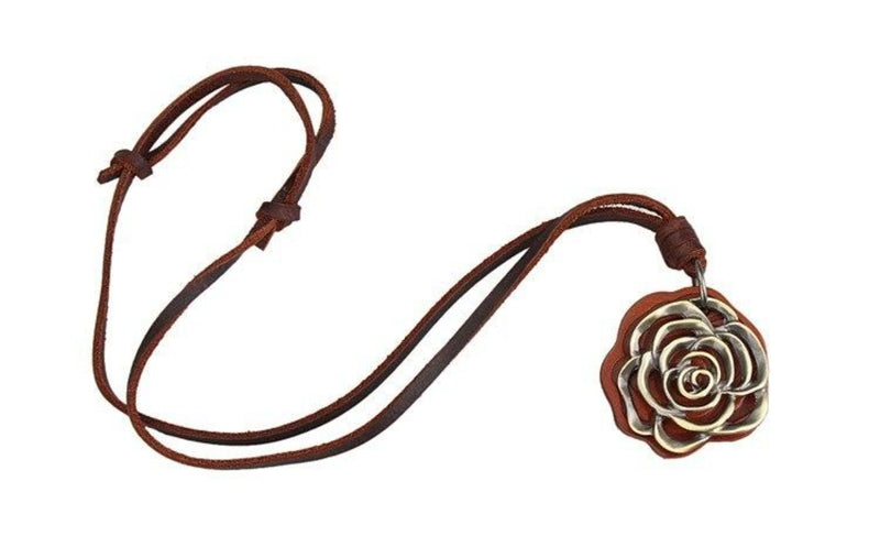 Long Leather Rose Pendant for Valentine Day - 2 Colors - [neshe.in]