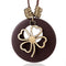 Leaf Wooden Clover choker pendant necklace for women - [neshe.in]