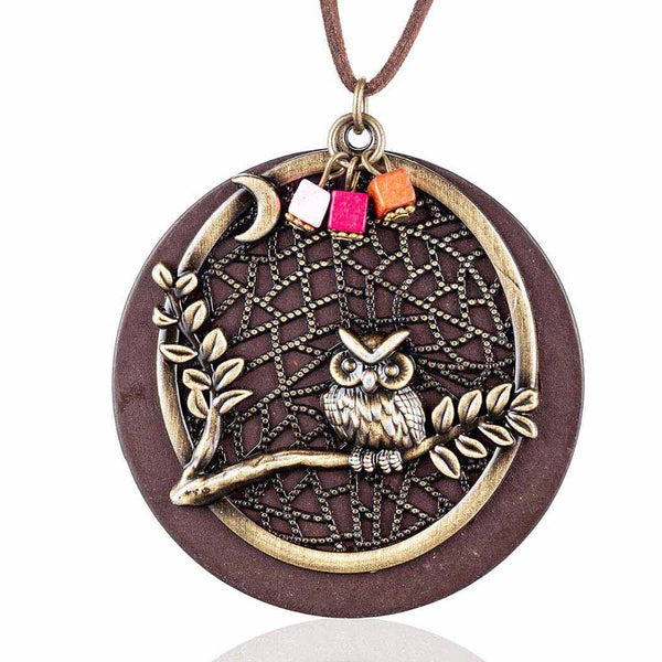 Vintage Wood Women Jewelry Owl Long necklaces necklaces pendant