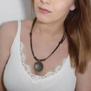 Vintage Texture Disc Choker Long Leather Necklace - [neshe.in]