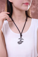 Leather Eagle in Globe Pendant necklaces & pendants choker V Day - [neshe.in]
