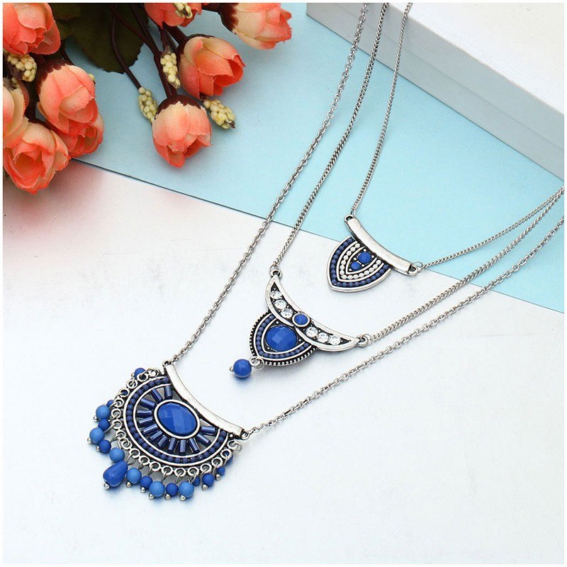 Bohemian Beads Multilayer Pendant Necklace Colors – Neshe