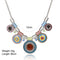 Ethnic Vintage Silver Colorful Bead Pendant Statement Necklace - [neshe.in]