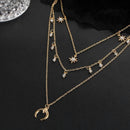 Multi Layer Moon Star Pendant Necklaces - [neshe.in]