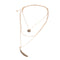 Golden Feather and Wafer Pendant Multilayer Chain Necklace - [neshe.in]
