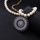 Pearl Chain Round Off Center (Side) Pendant New  Styled Necklace - [neshe.in]