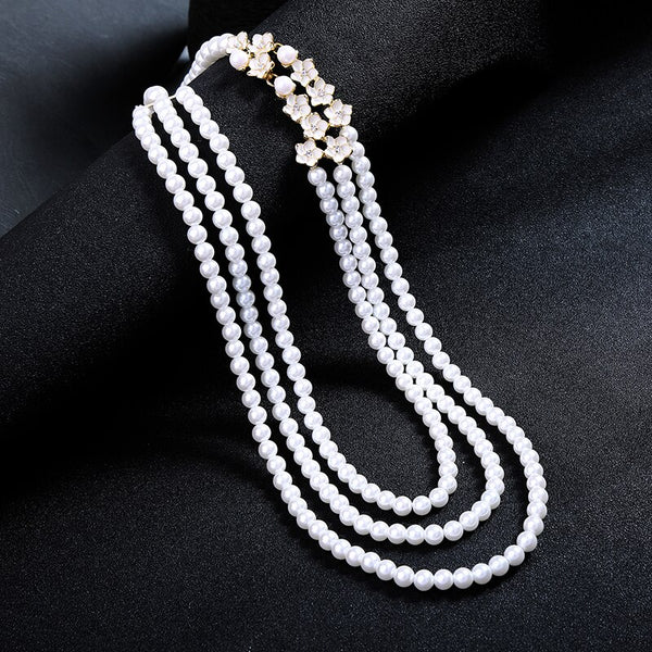 3 Layered Pearl Necklace Fashion Necklace Wedding Necklace - [neshe.in]