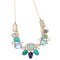 Aqua Teal Blue Geometric Collar Necklace Earring Set - [neshe.in]