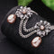 Crystal Flowers Choker Layered  Simulated Pearls Necklace - [neshe.in]