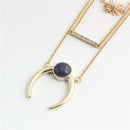 Multilayer Golden Chain Crescent Necklace - [neshe.in]