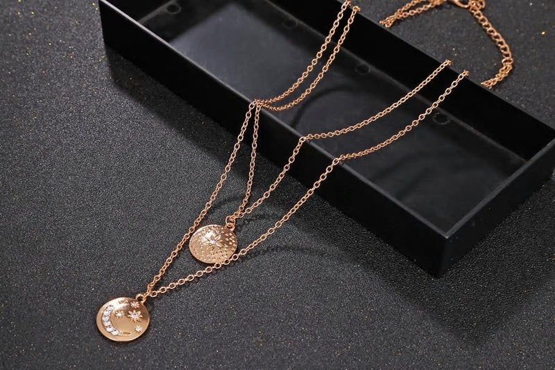 Light Luxury Fashion Star Tassel Moon Pendant Multi Layer Chain Metal Necklace  Jewelry Gift Clothing Accessories - AliExpress