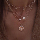 Bohemian Multilayer Stars & Pearl Drop Pendant Necklace - [neshe.in]