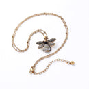 Long Bee Pearl Gold Pendant Necklace - [neshe.in]